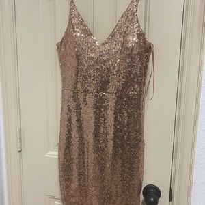 Rose gold strapped cocktail dress